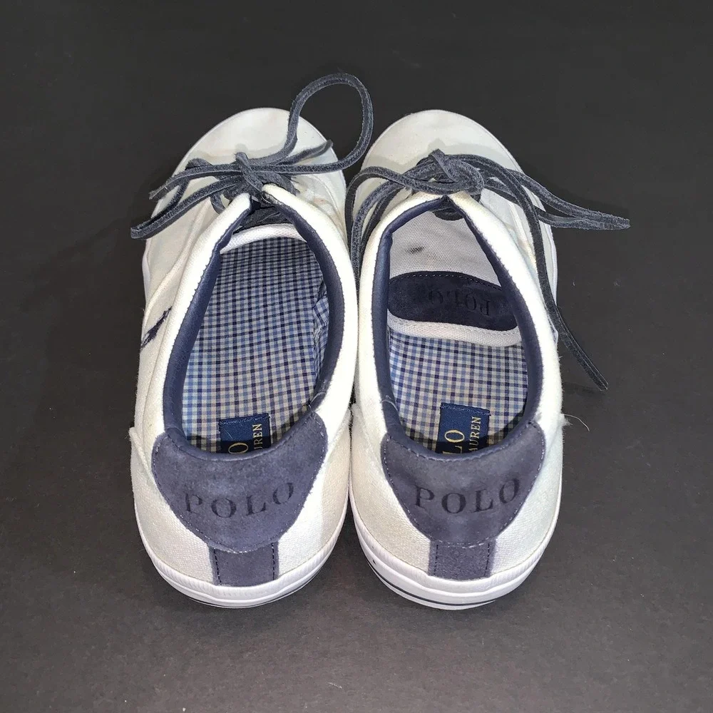 Polo Ralph Lauren Sneakers Mens Size 10.5D Vaughn White Canvas Lace Up Casual